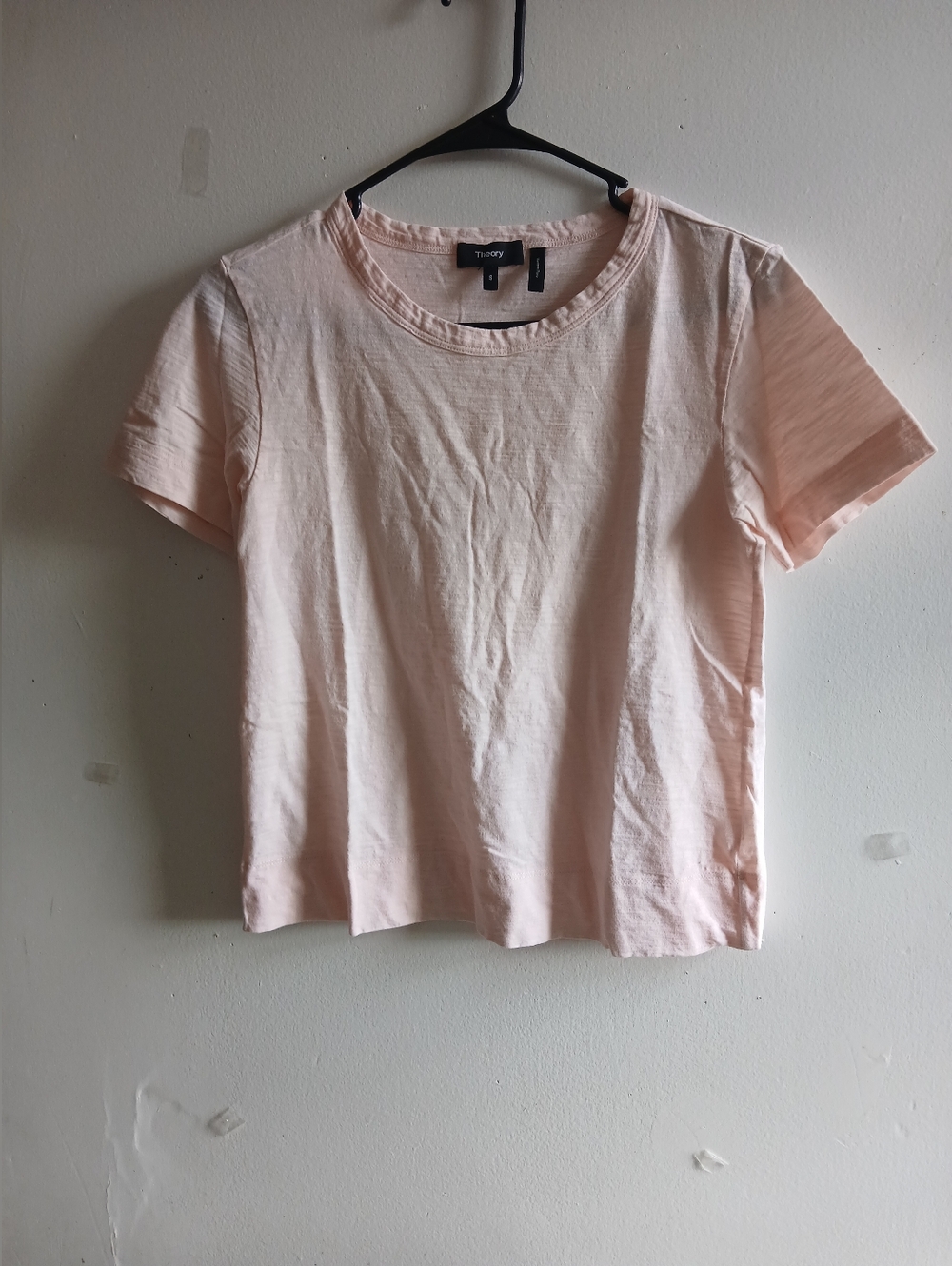 Theory Pale Blush Short Sleeve Cotton Crew Tee